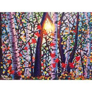 Art Print my Original Work 11" x 14" "Autumn Dance Maples Birches" Acid Free